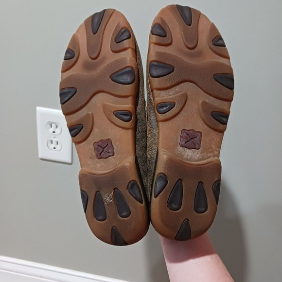 Twisted X Chocolate with Cheetah Driving Moccasin Shoes Brown WDM0057 Size 7.5 - Picture 6 of 6